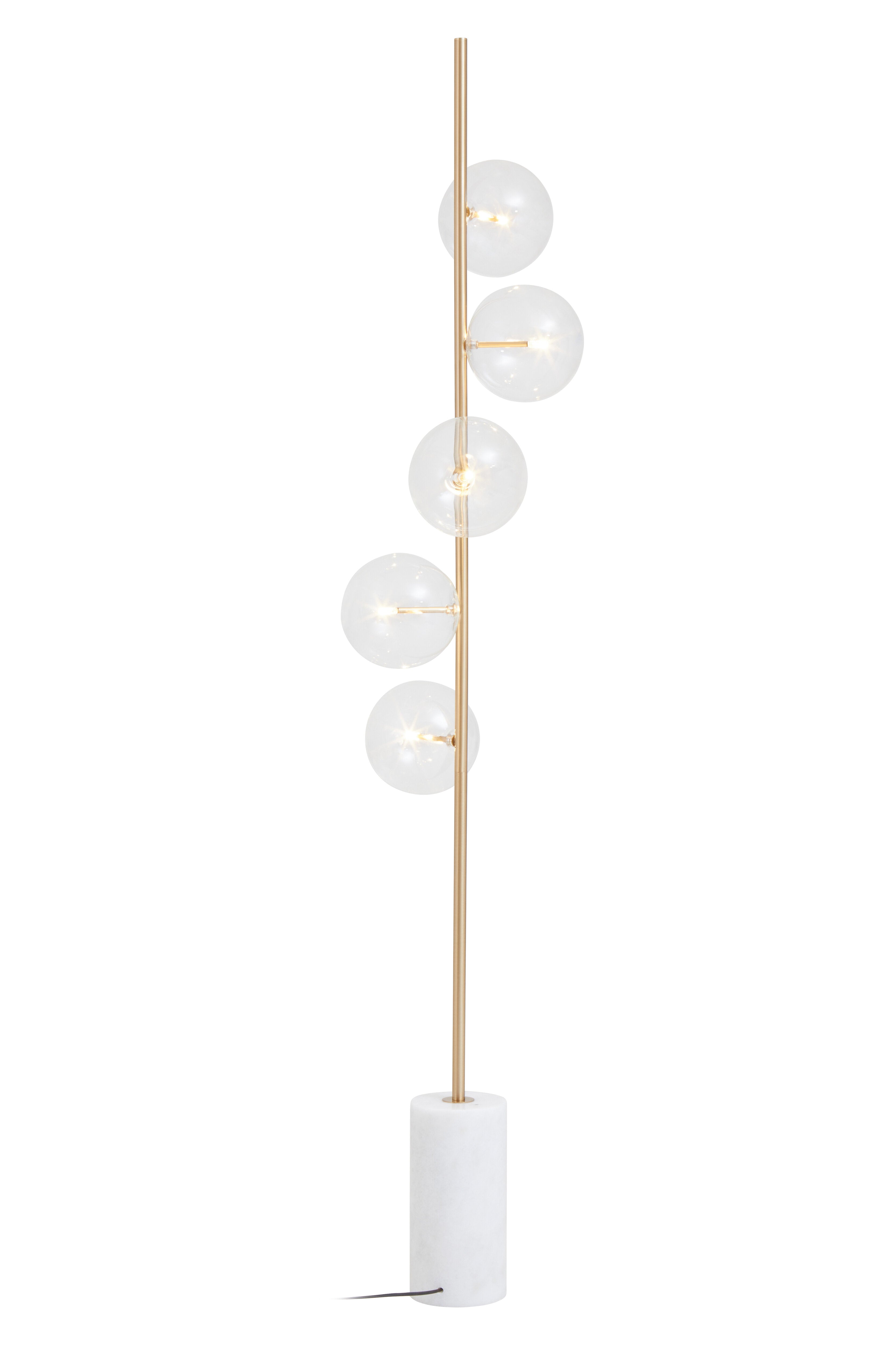 Abira Five Bulb White Marble Base Floor Lamp